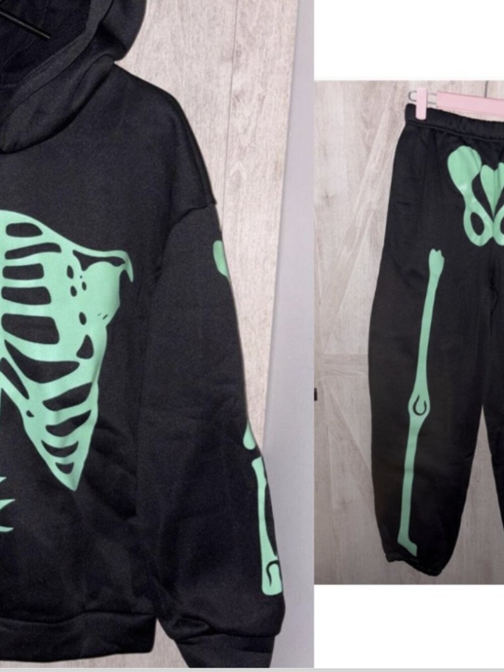 Glow in the Dark Skeleton Hoodie & Jogger Set | Medium | NWOT